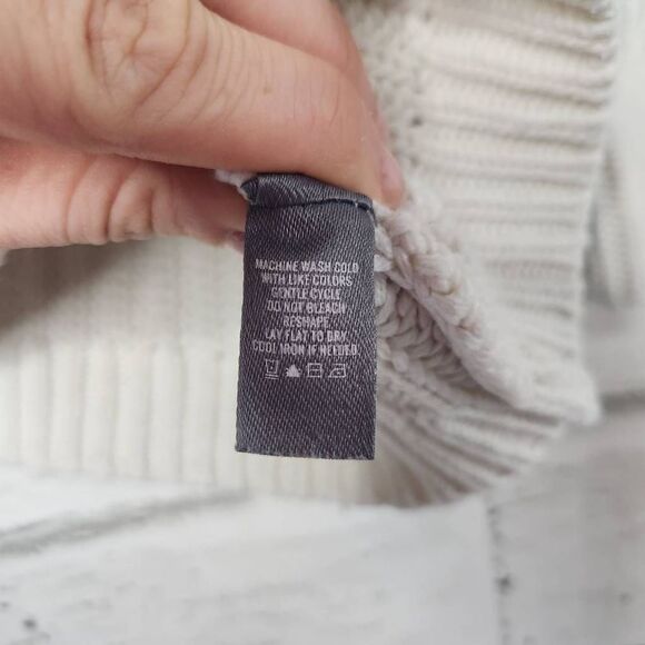 Aerie Long-Sleeve Boat Neck Cable Knit Pullover Sweater White Small - Picture 13 of 13